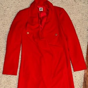 Anne Klein Red Long Blazer Coat Women XS Like New